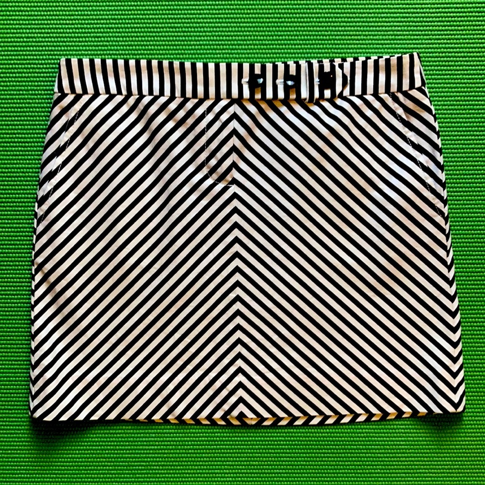 J. Crew mini skirt black & white stripes, size 4